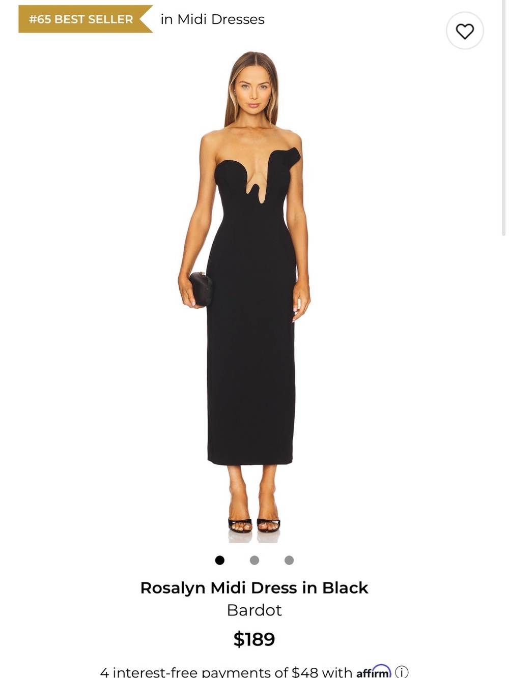 Rosalyn Midi Dress in Black- Revolve Bardot Asymmetrical dress